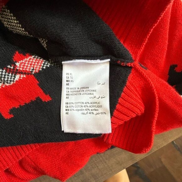 Karen Scott Scottie dog sweater womens size xl red black bows novelty print soft - Picture 7 of 11